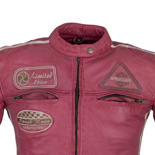 Dámská kožená moto bunda W-TEC Sheawen Lady Pink