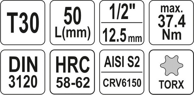 Nástavec 1/2" bit Torx T30