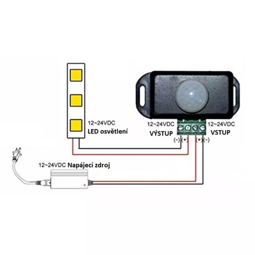 Pohybové čidlo PIR 12/24V 6A