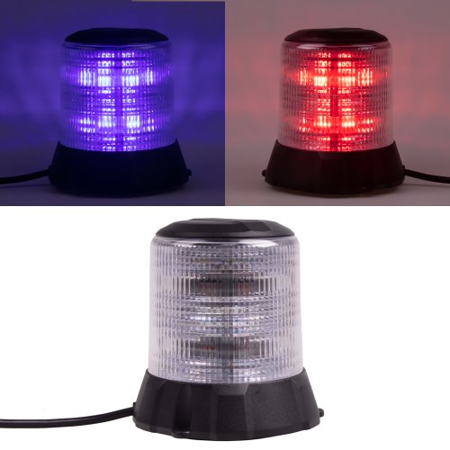 Robustní modro-červený LED maják, černý hliník, 96W, ECE R10