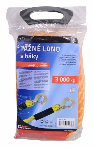 Lano tažné 3000 kg s karabinami