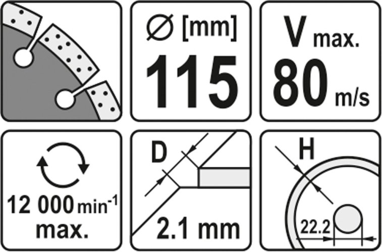 Kotouč řezný diamantový 115 x 22,2 x 2,1 mm