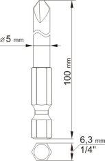 Sada bitů 1/4" 2 ks profil Y L=100 mm #1, #3