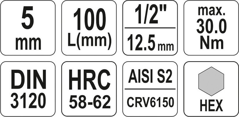 Nástavec prodloužený 1/2" bit Imbus H5