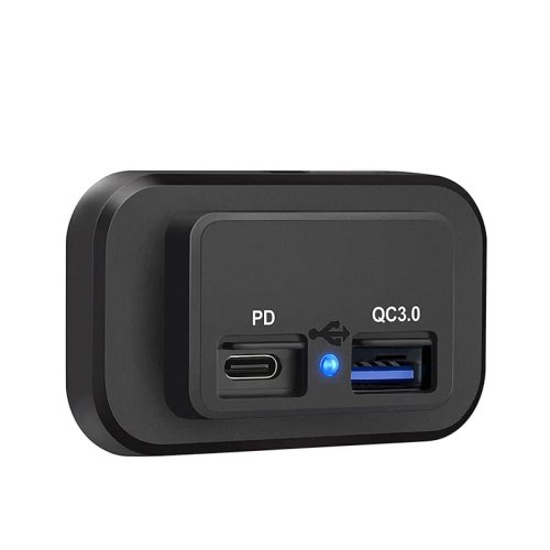 USB QC3.0 + USB-C PD zásuvka 12/24V, montáž na povrch