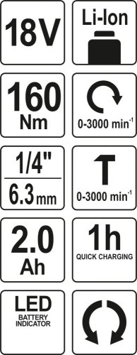 Šroubovák AKU rázový 18V 160Nm 2.0Ah