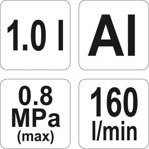 Pískovací pistole se zásobníkem 1.0L 160l/min