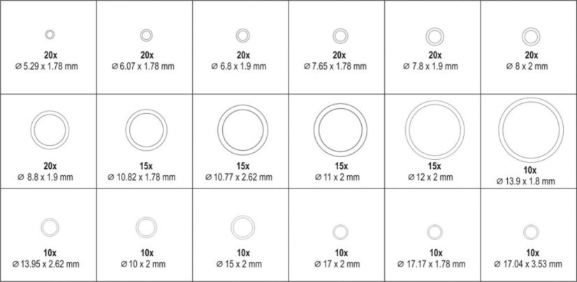 Sada těsnění do klimatizace 270 ks