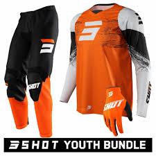 Shot dětský motocrosový set Shot RAW dres kalhoty a rukavice (oranžový) 8-9 let