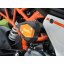 Padací slidery SL01 KTM RC 125 / 200 / 390 - Barva krytek: Červený eloxovaný hliník, Barva sliderů: Černý polyamid