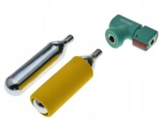 Sada na huštění pneumatik, 2 x 16g CO2 bombičky s ventilkem v pouzdře