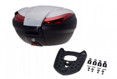 Moto kufr Top Case K-MAX s univerzální plotnou - 50 litrů Bílý na 2 helmy