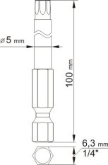 Sada bitů 1/4" 2 ks TORX L=100 mm T10, T25