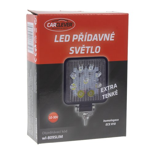 LED světlo hranaté slim, 9x3W, ECE R10