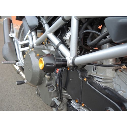 Padací protektory PHV Ducati Monster 600 / 750 / 900 - Barva krytek: Červený eloxovaný hliník, Typ protektoru: PHV1K-půlkulatý černý protektor