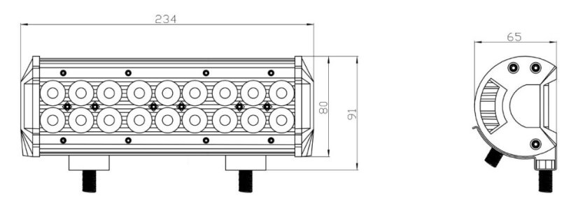 LED světlo obdélníkové, 18x3W, 234x80x65mm, ECE R10