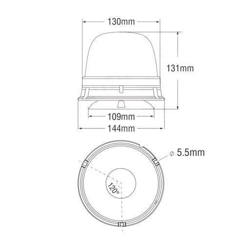 LED maják, 12-24V, 10x1,8W, oranžový, magnet, ECE R65 R10