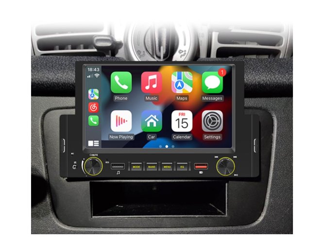 1DIN autorádio s 6,2" LCD/3x USB/Blutooth/CarPlay/AndroidAuto/Mirrorlink