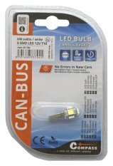 Žárovka 5 SMD LED 12V T10 s rezistorem CAN-BUS ready bílá