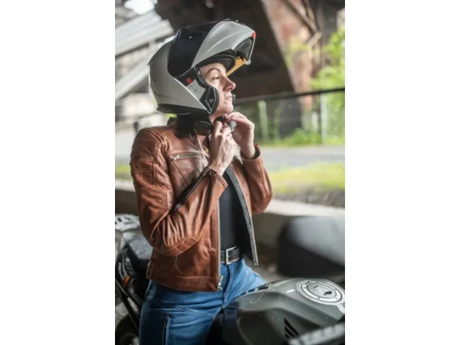 Dámská kožená bunda na motorku TXR Carmen hnědá velikost M