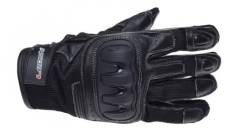 Sportovní kožené/textilní letní rukavice na motorku Leoshi Dakota - Černé