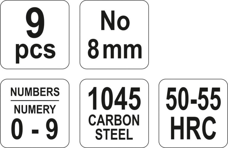 Razidla číselná 8 mm 9 ks  0-9