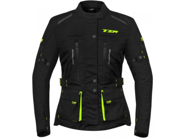 Dámská bunda na motorku TXR Visper černo-fluo žlutá - Velikost: L