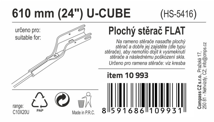 Stěrač FLAT BULK (U-CUBE) 24"/610mm