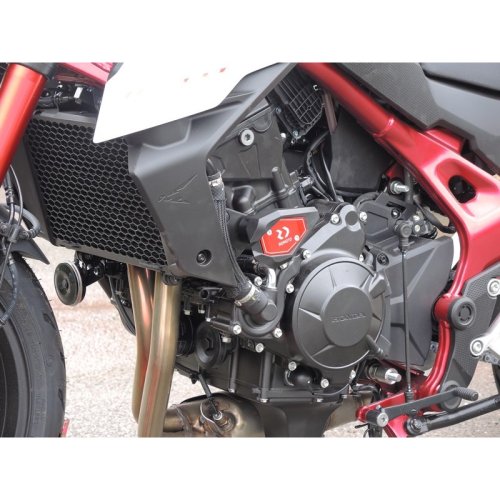 Padací slidery SL01 Honda CB750 Hornet - Barva krytek: Červený eloxovaný hliník, Barva sliderů: Černý polyamid