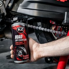 K2 ROAD DRY CHAIN LUBE 400 ml - suché mazivo ve spreji na řetězy motocyklů, W143_b K2 ROAD DRY CHAIN LUBE 400 ml - suché mazivo ve spreji na řetězy motocyklů, W143_b