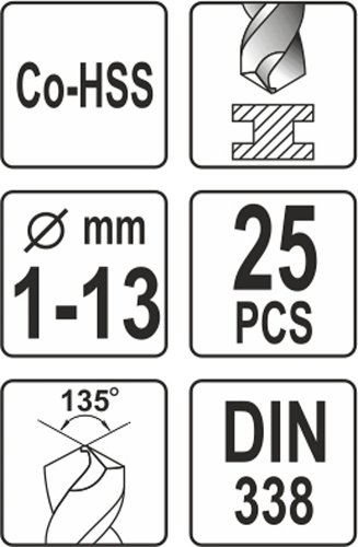 Sada vrtáků na kov 25ks HSS-COBALT 1-13mm