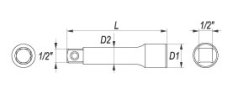 Nástavec 1/2" prodlužovací 127 mm